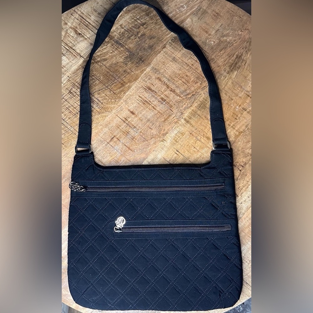Vera Bradley Black Crossbody Bag with Floral Interior